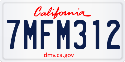 CA license plate 7MFM312
