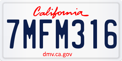 CA license plate 7MFM316