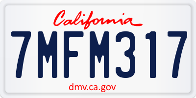CA license plate 7MFM317