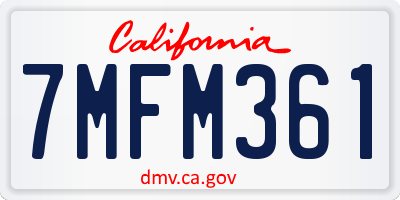 CA license plate 7MFM361