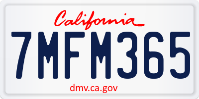 CA license plate 7MFM365