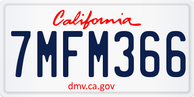 CA license plate 7MFM366