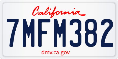 CA license plate 7MFM382