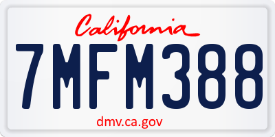 CA license plate 7MFM388