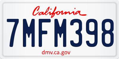 CA license plate 7MFM398