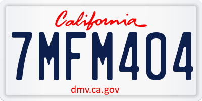 CA license plate 7MFM404
