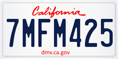 CA license plate 7MFM425