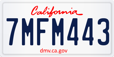 CA license plate 7MFM443