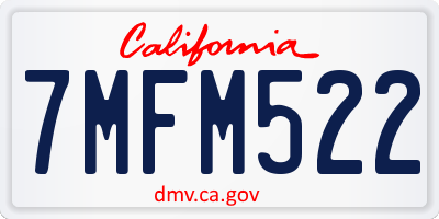 CA license plate 7MFM522