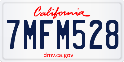 CA license plate 7MFM528