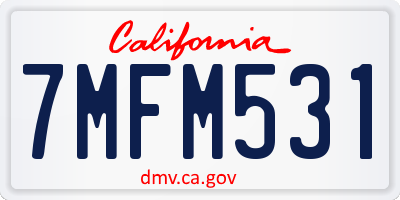 CA license plate 7MFM531