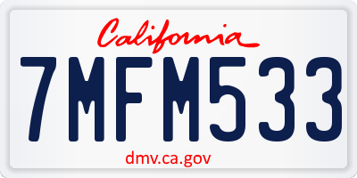 CA license plate 7MFM533