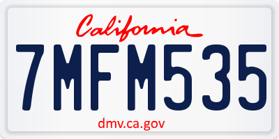 CA license plate 7MFM535