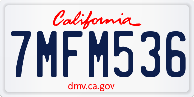 CA license plate 7MFM536