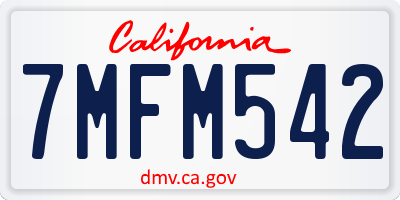 CA license plate 7MFM542