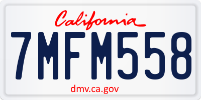 CA license plate 7MFM558