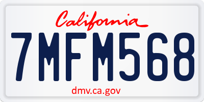 CA license plate 7MFM568