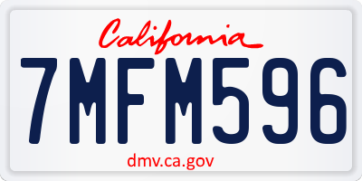 CA license plate 7MFM596