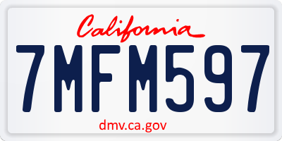 CA license plate 7MFM597