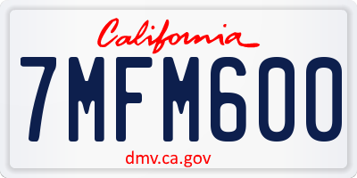 CA license plate 7MFM600