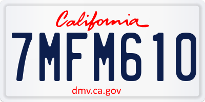 CA license plate 7MFM610