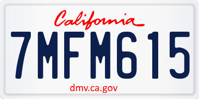 CA license plate 7MFM615