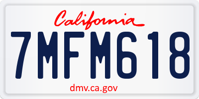 CA license plate 7MFM618