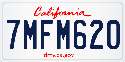 CA license plate 7MFM620