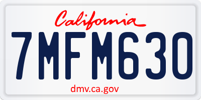 CA license plate 7MFM630