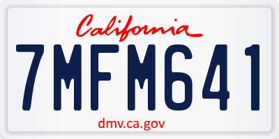 CA license plate 7MFM641