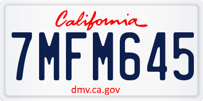 CA license plate 7MFM645