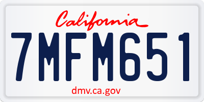 CA license plate 7MFM651