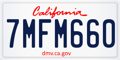 CA license plate 7MFM660