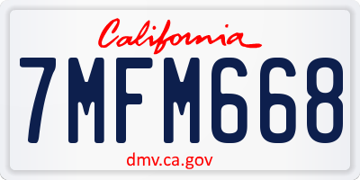 CA license plate 7MFM668