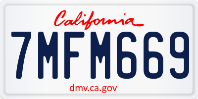 CA license plate 7MFM669