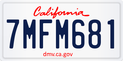 CA license plate 7MFM681