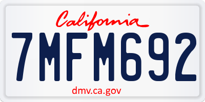 CA license plate 7MFM692