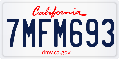 CA license plate 7MFM693
