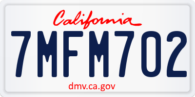 CA license plate 7MFM702