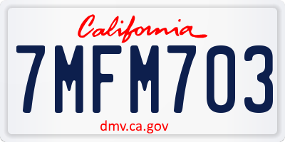 CA license plate 7MFM703