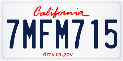 CA license plate 7MFM715