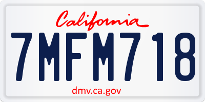 CA license plate 7MFM718