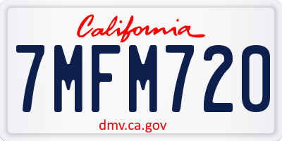 CA license plate 7MFM720