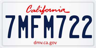 CA license plate 7MFM722