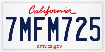 CA license plate 7MFM725