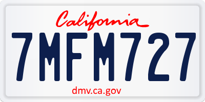 CA license plate 7MFM727