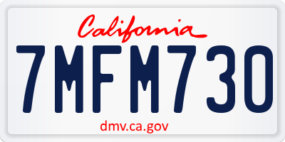 CA license plate 7MFM730