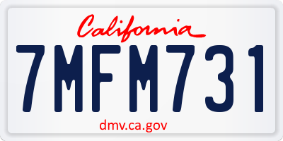 CA license plate 7MFM731
