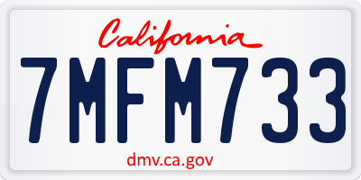 CA license plate 7MFM733