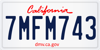 CA license plate 7MFM743